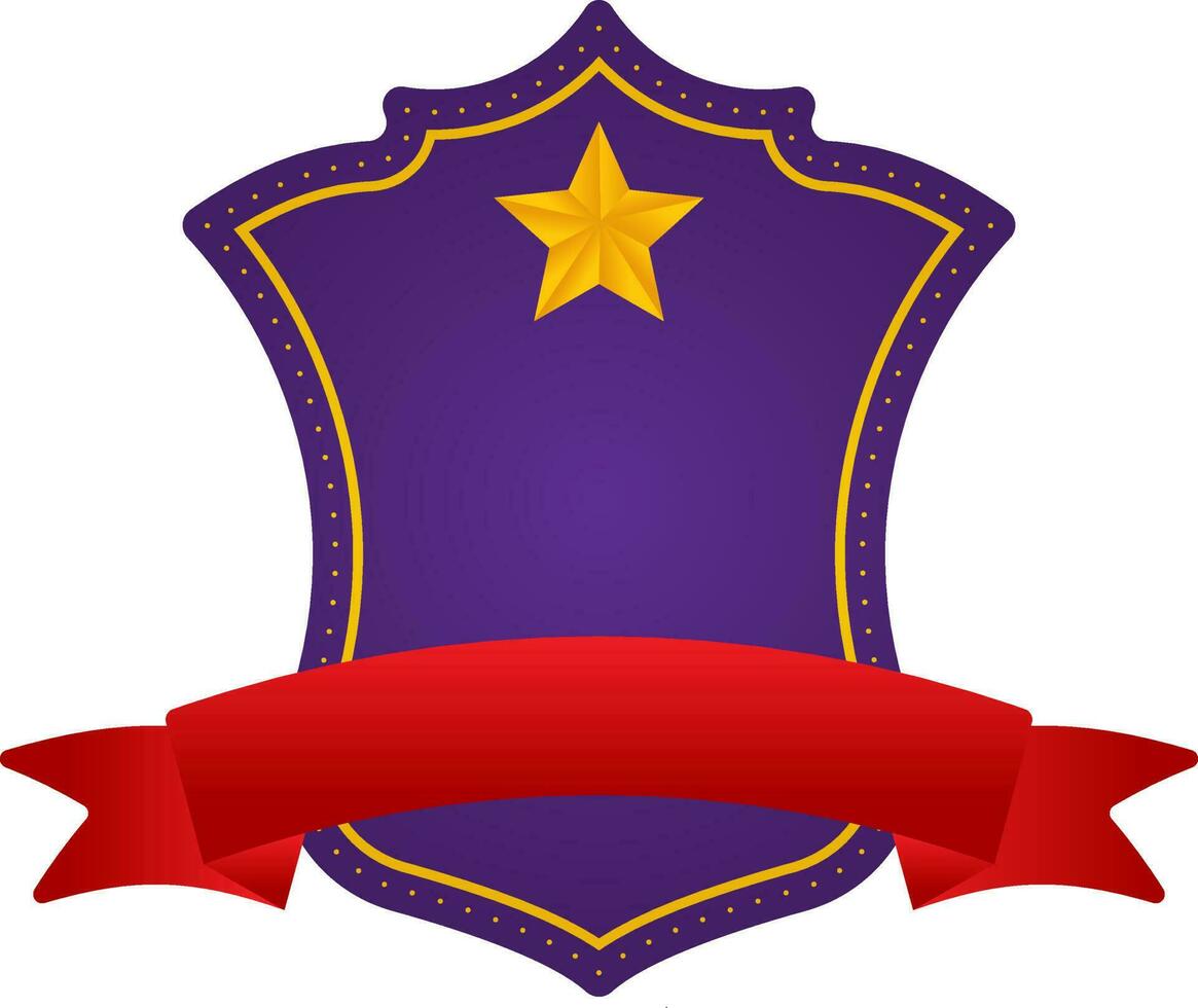 em branco Estrela escudo quadro, Armação com fita elemento dentro roxa e vermelho cor. vetor