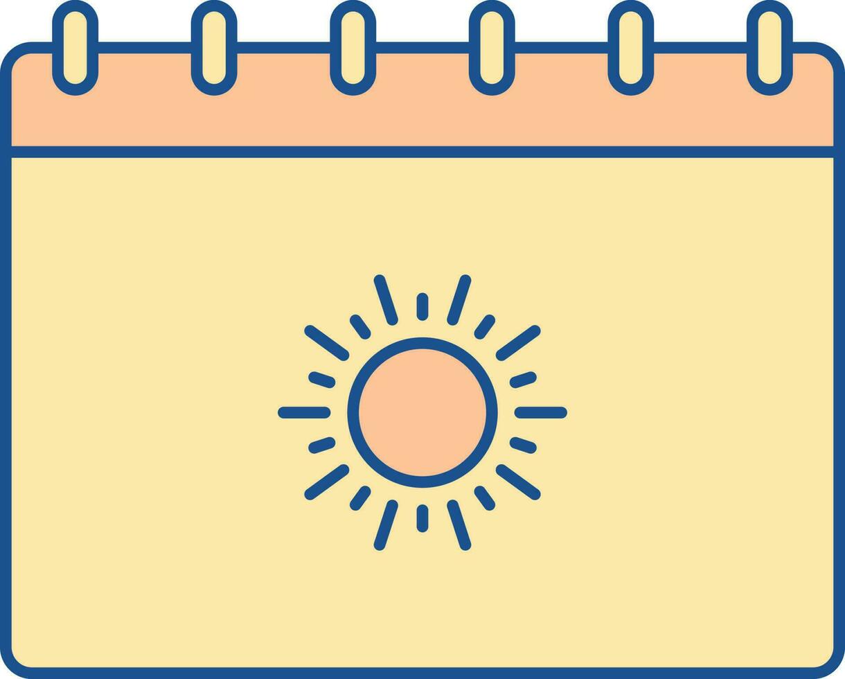 Sol símbolo calendário laranja ícone dentro plano estilo. vetor