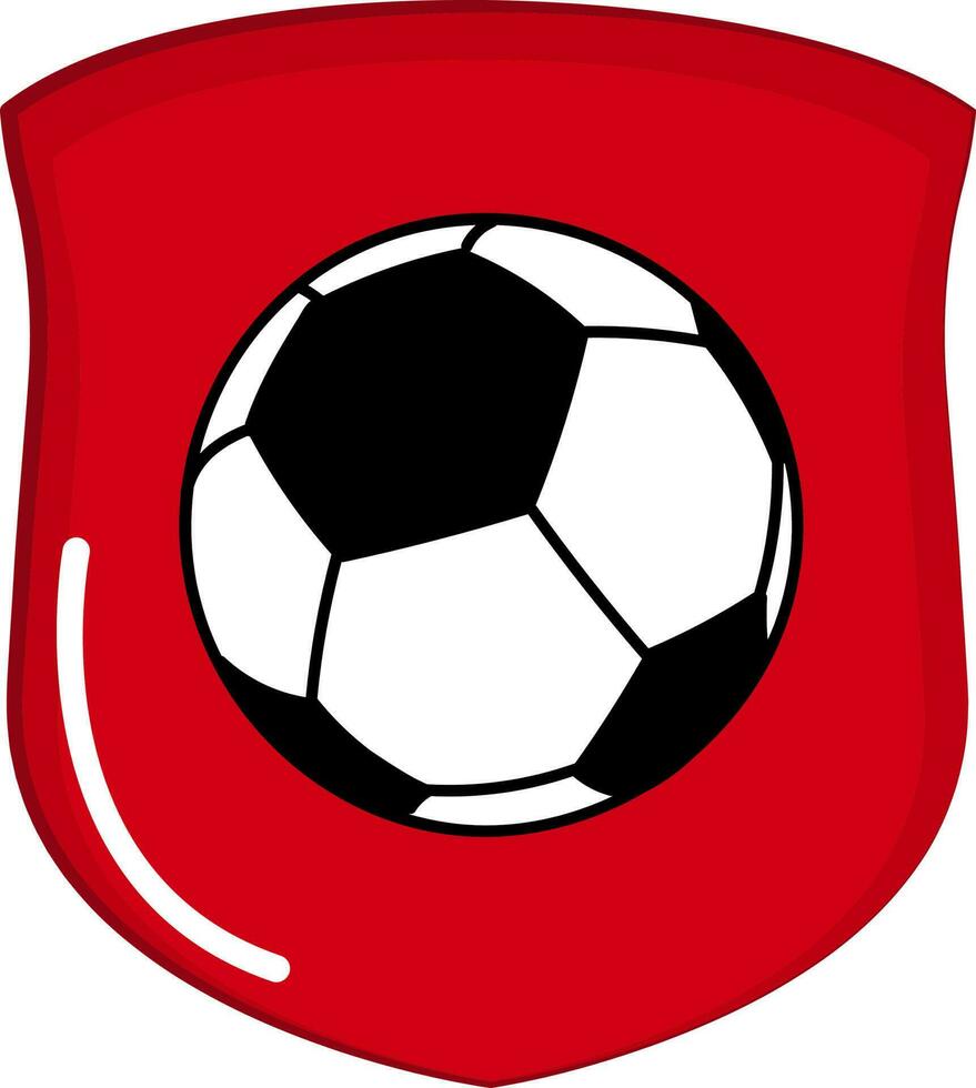 vermelho escudo com futebol bola ícone dentro plano estilo. vetor