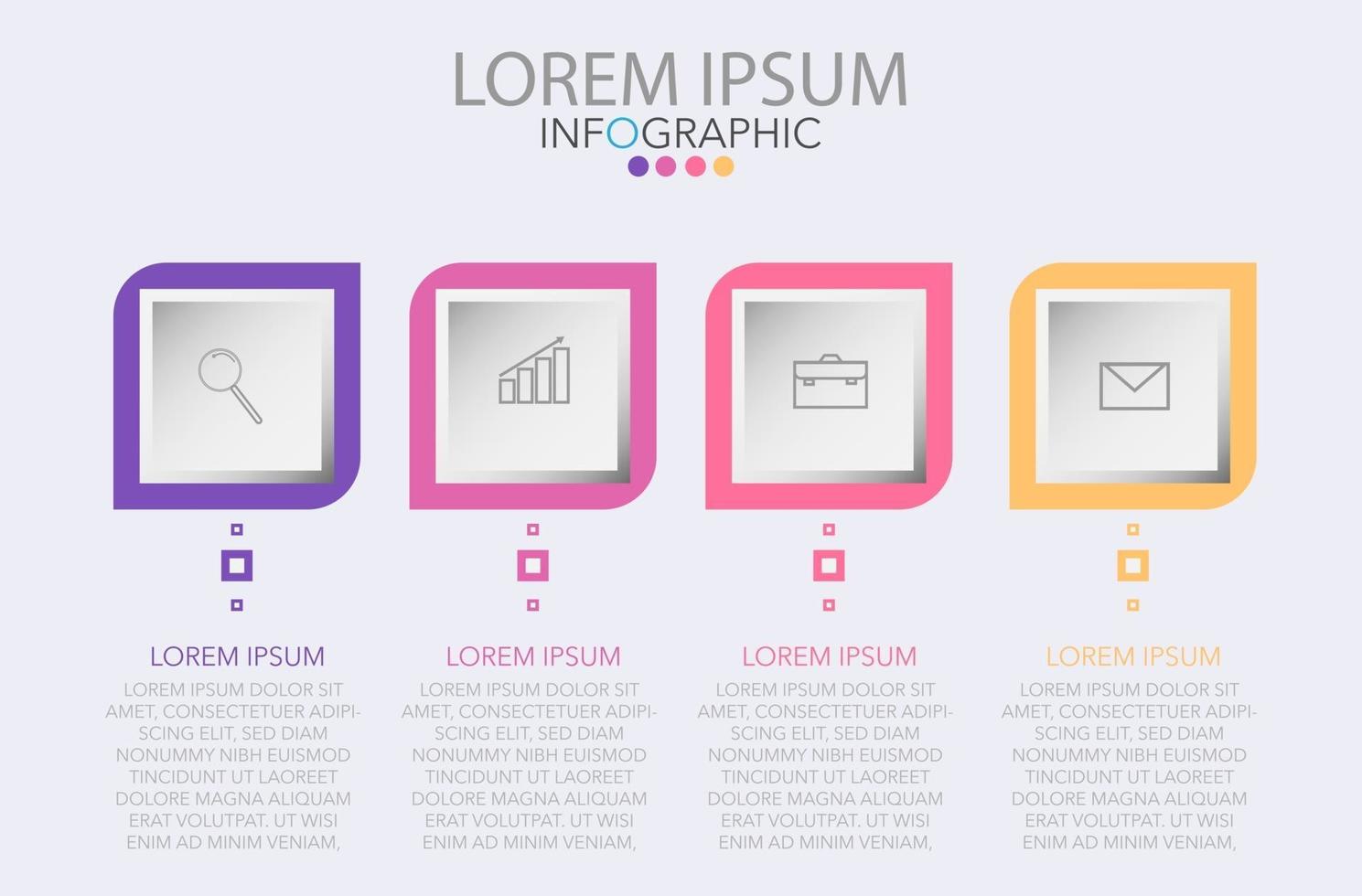 modelo de infográfico em modelo de 4 etapas para apresentação de gráfico de diagrama e gráfico vetor