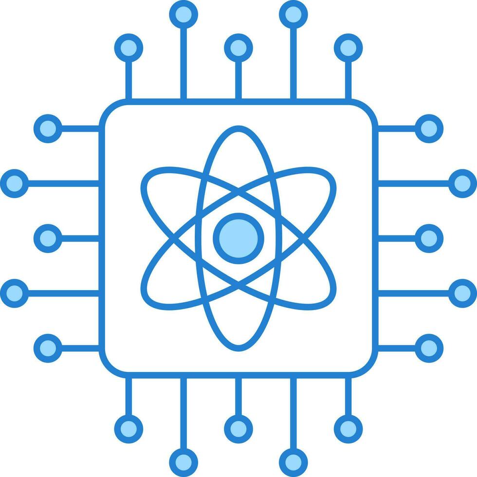 isolado átomo lasca ícone ou símbolo dentro azul e branco cor. vetor
