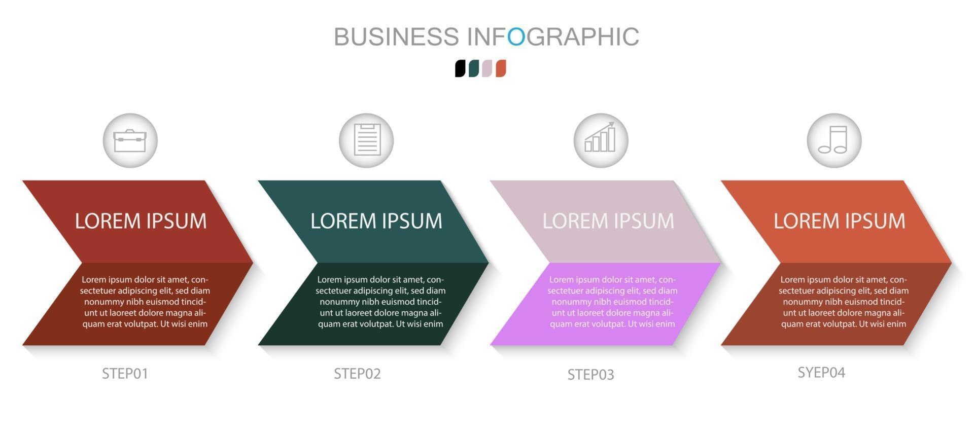 modelo de infográfico em modelo de 4 etapas para apresentação de gráfico de diagrama e gráfico vetor