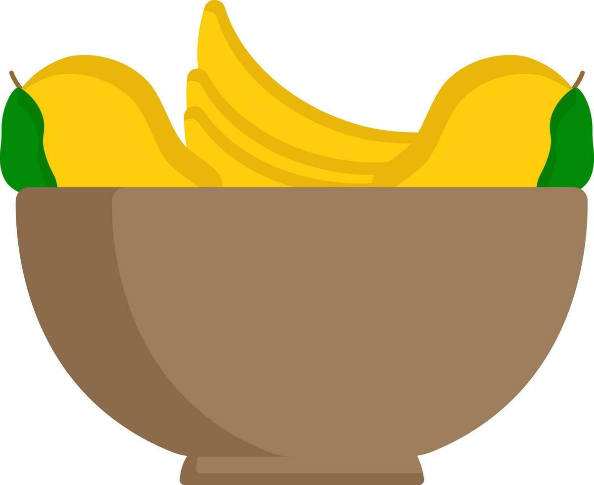 ilustração do manga com banana frutas tigela plano ícone. vetor