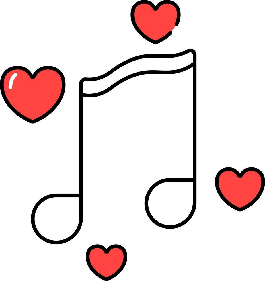 amor música ou música ícone dentro vermelho e Preto cor. vetor