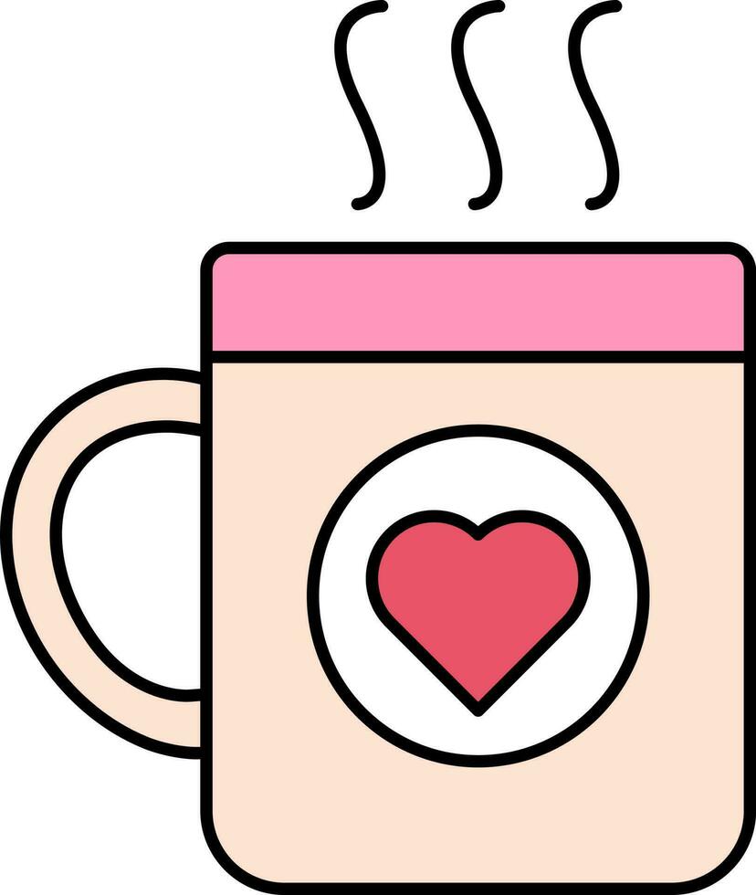 quente café ou chá com coração colorida ícone. vetor