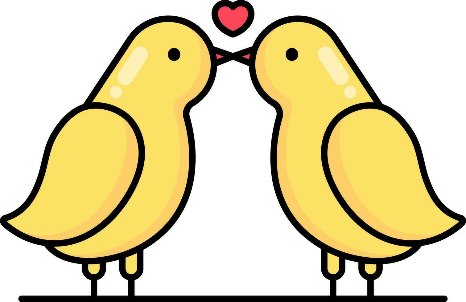 se beijando amarelo pássaros ícone dentro plano estilo. vetor