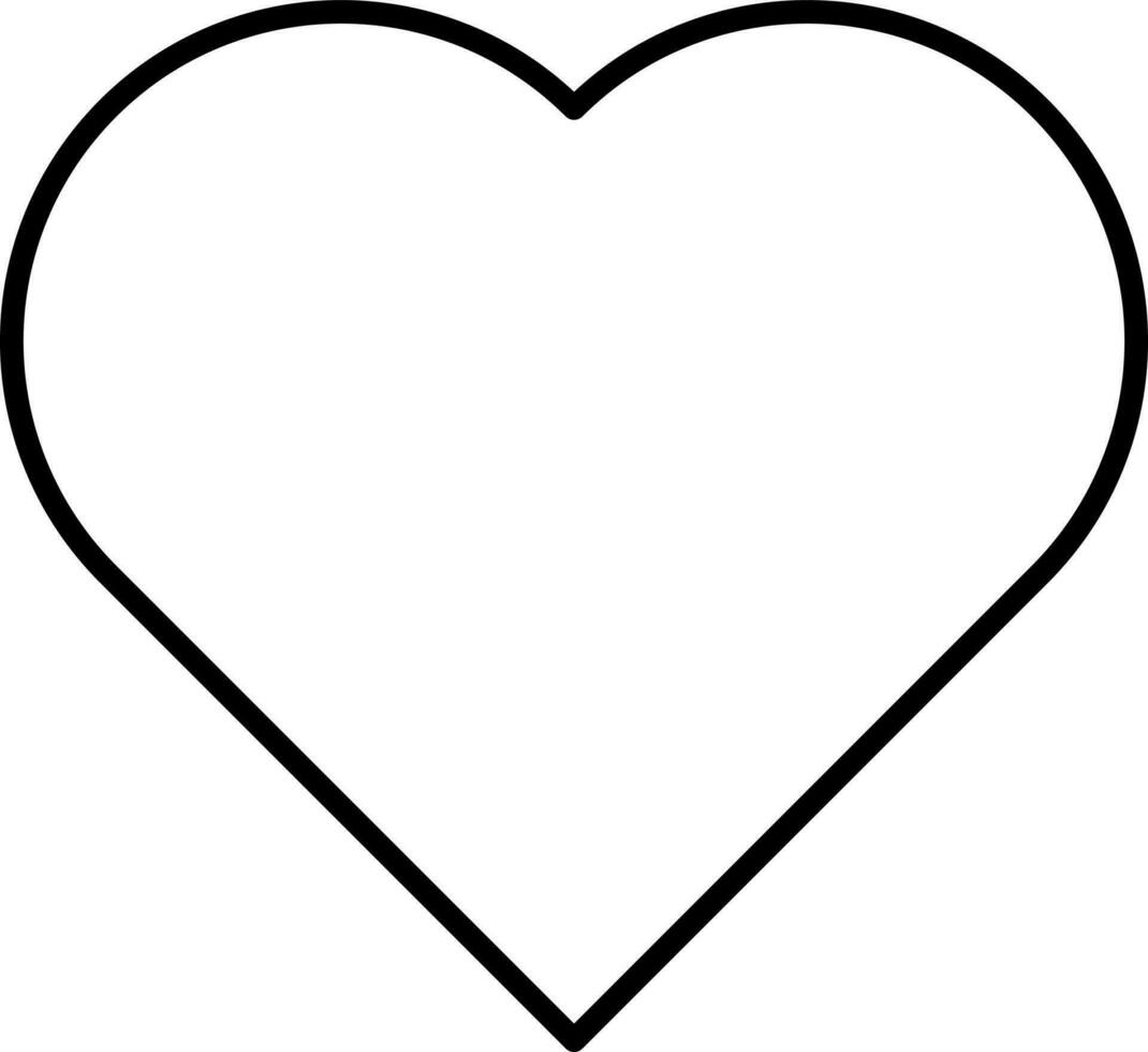 Preto esboço coração forma ícone em branco fundo. vetor