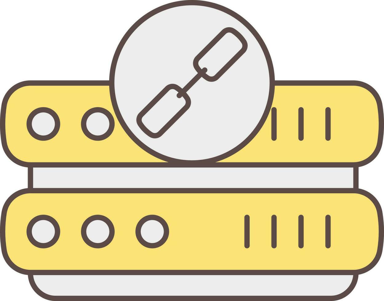 cinzento e amarelo servidor ligação ícone ou símbolo. vetor