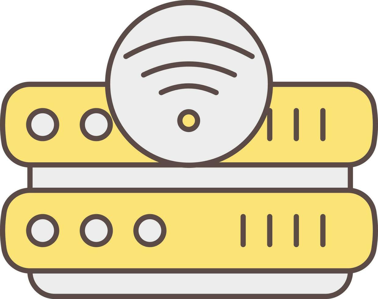 cinzento e amarelo Wi-fi servidor ícone ou símbolo. vetor