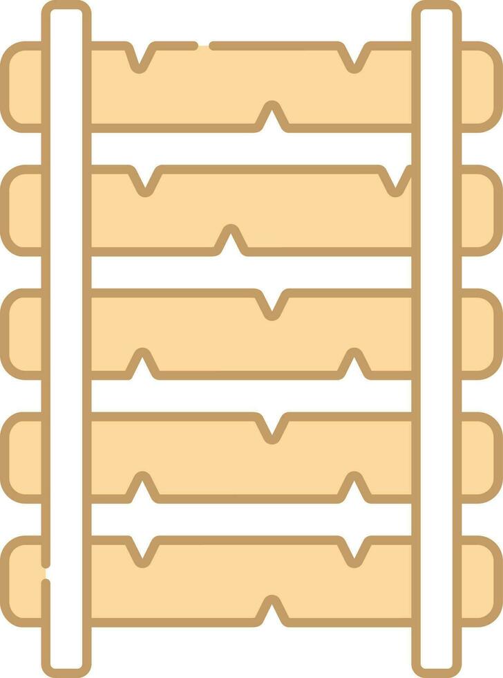 plano de madeira trilho linha ícone dentro pêssego e branco cor. vetor