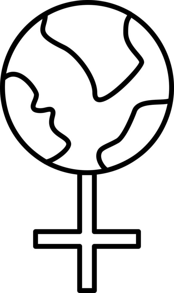 globo com fêmea gênero símbolo ou ícone dentro linear estilo. vetor