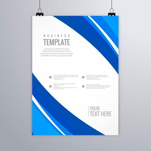Design de vetor de modelo moderno azul ondulado negócios brochura
