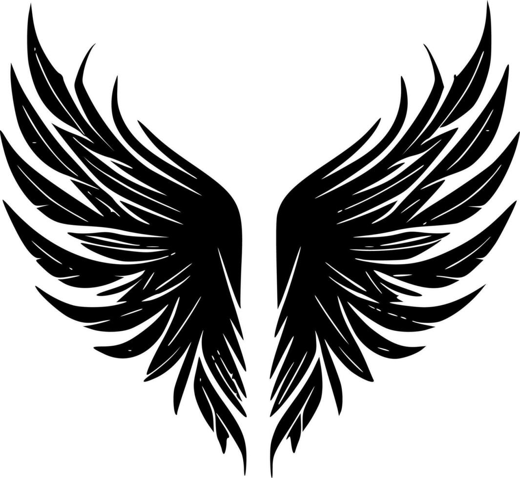 asas - Preto e branco isolado ícone - vetor ilustração
