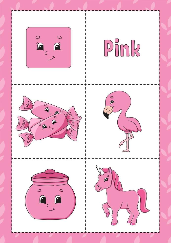 aprendendo cores flashcard para crianças - rosa vetor