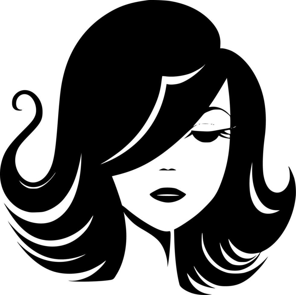 cabelo - Preto e branco isolado ícone - vetor ilustração