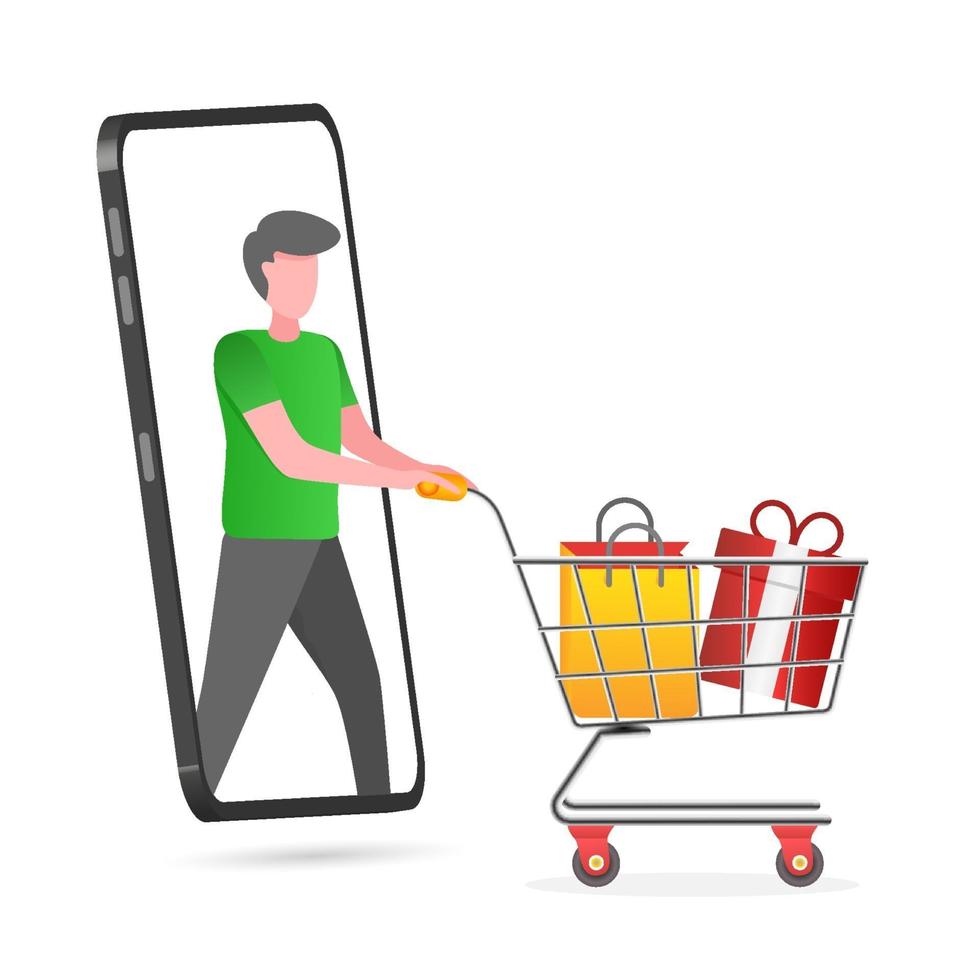 ilustração de compras online com smartphone vetor