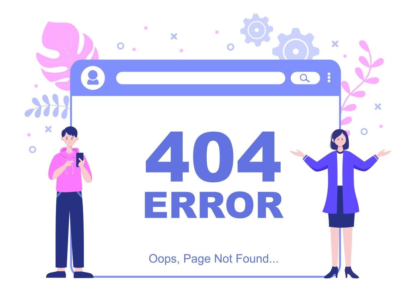 Ilustração em vetor erro 404 e página não encontrada