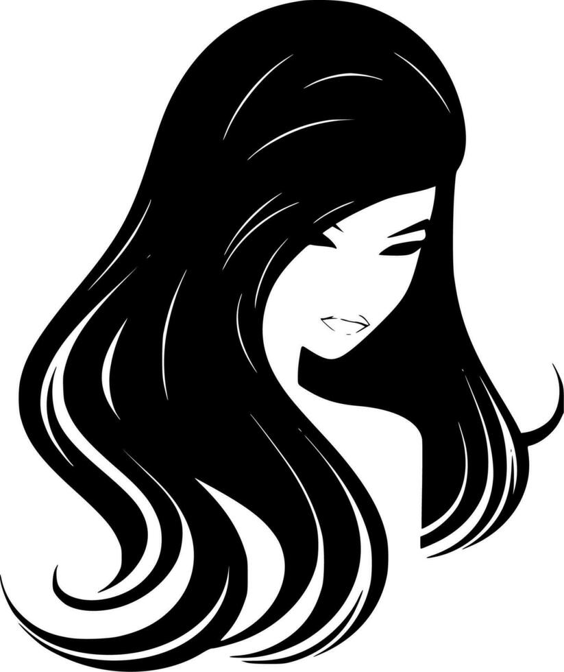 cabelo - Preto e branco isolado ícone - vetor ilustração