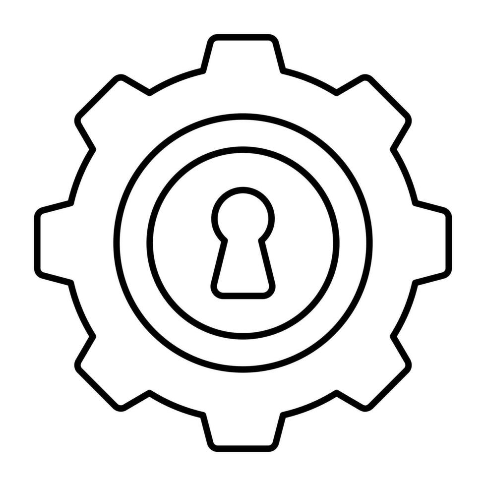 buraco da fechadura dentro engrenagem, ícone do segurança configuração vetor