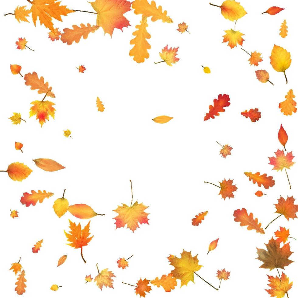 fundo de outono com vetor de folhas de outono douradas