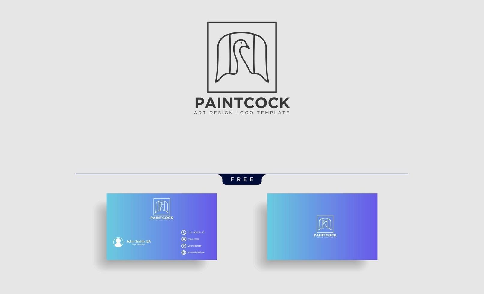 Modelo de logotipo colorido de arco-íris pintura pavão com cartão de visita vetor