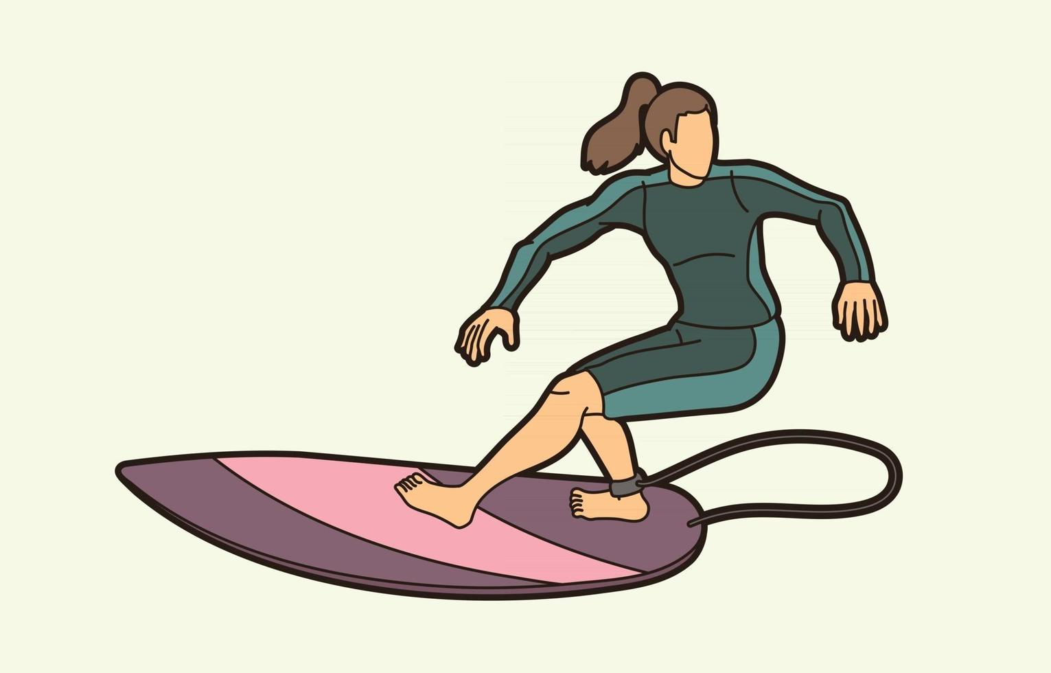 surfista jogador feminino ação vetor