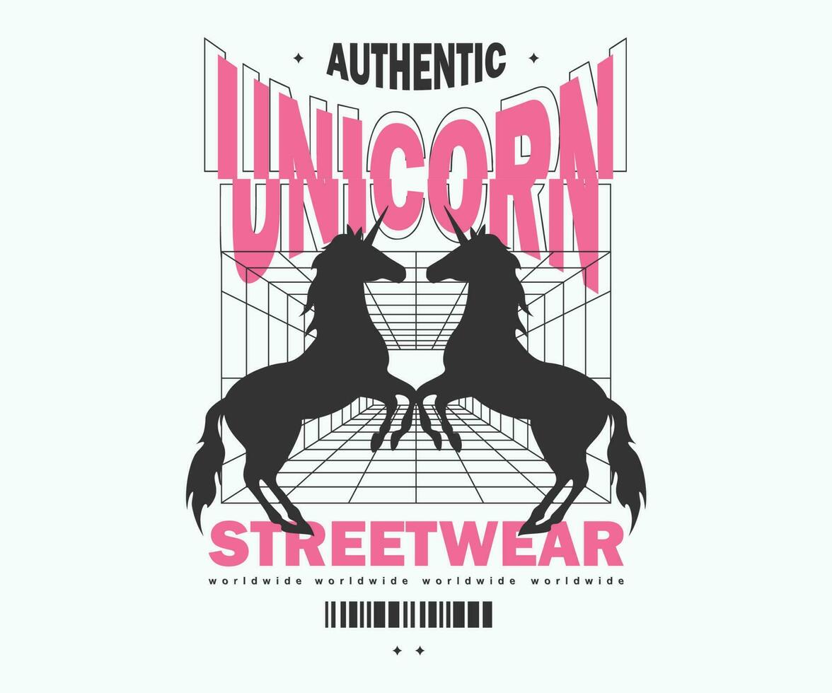 estético ilustração do unicórnio streetwear t camisa projeto, vetor gráfico, tipográfico poster ou Camisetas rua vestem e urbano estilo