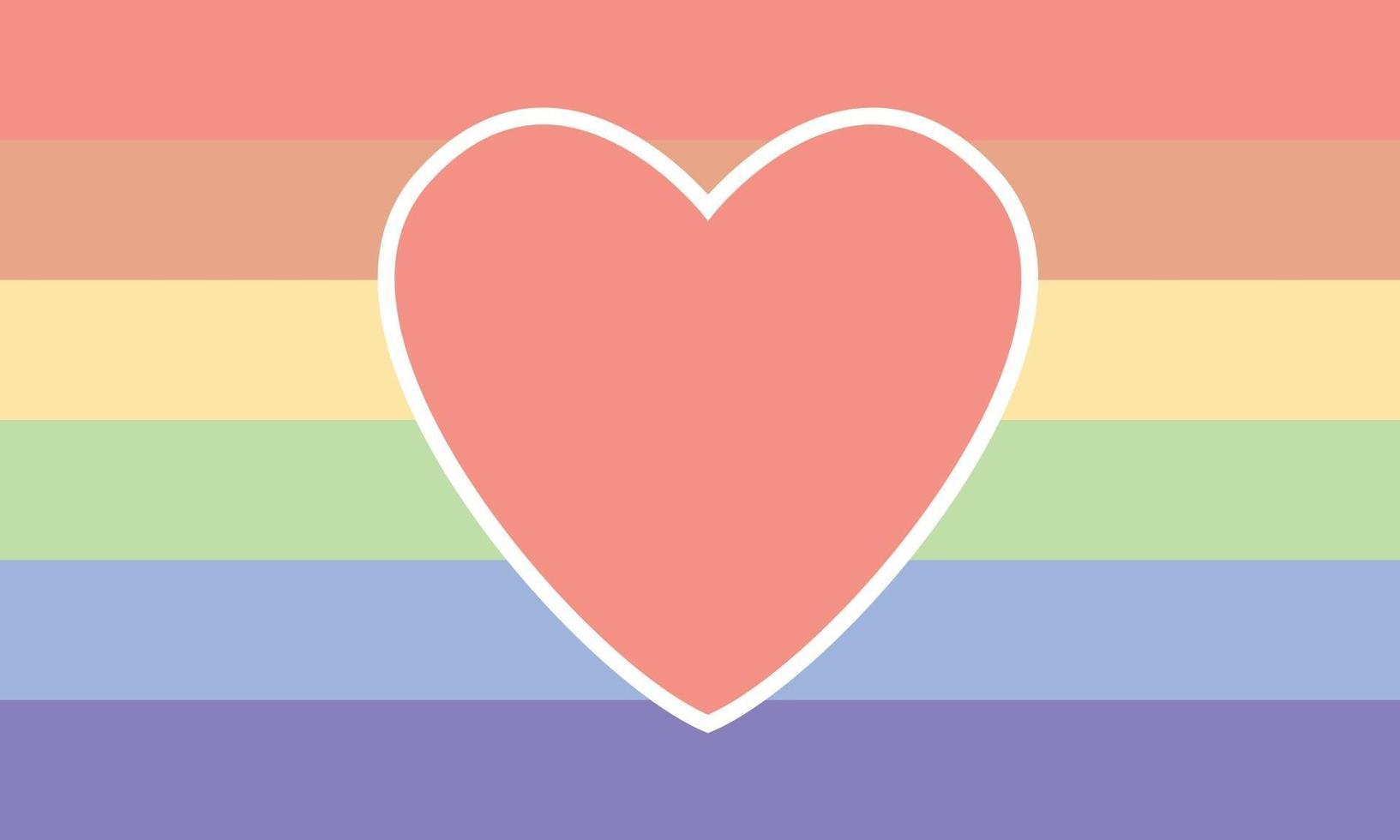 bandeira do arco-íris em tons pastel com coração vetor