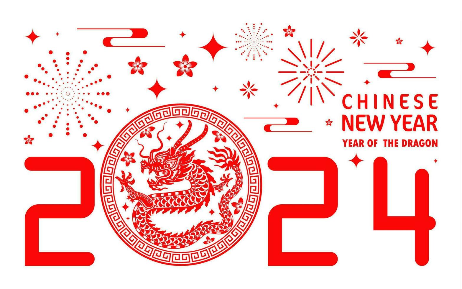 feliz chinês Novo ano 2024 ano do a chinês Dragão zodíaco vetor