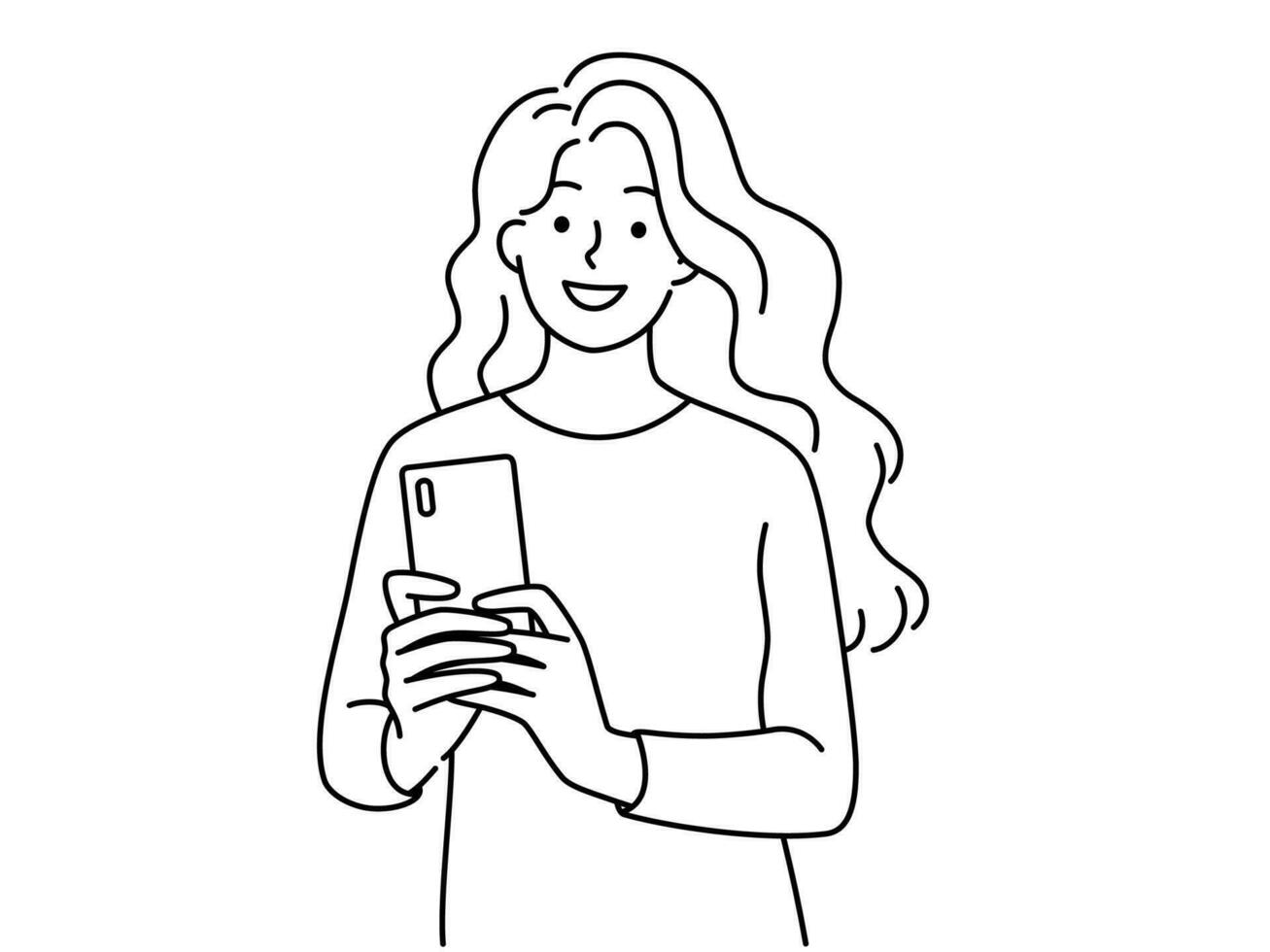 sorridente jovem mulher faço auto-retrato em celular. feliz africano americano menina levar selfie em Smartphone. vetor ilustração.