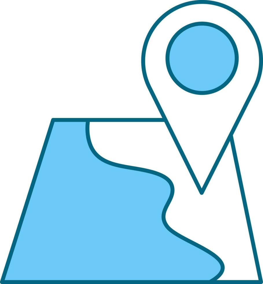 isolado mapa localização ponto branco e azul ícone. vetor
