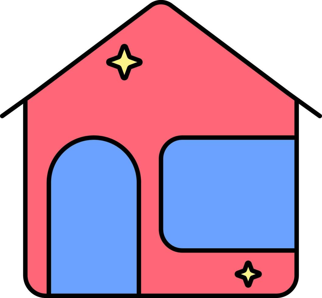 casa limpeza ícone dentro vermelho e azul cor. vetor