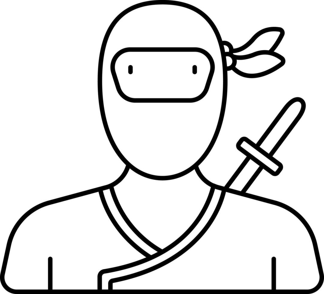 ninja ícone dentro Preto linha arte. vetor