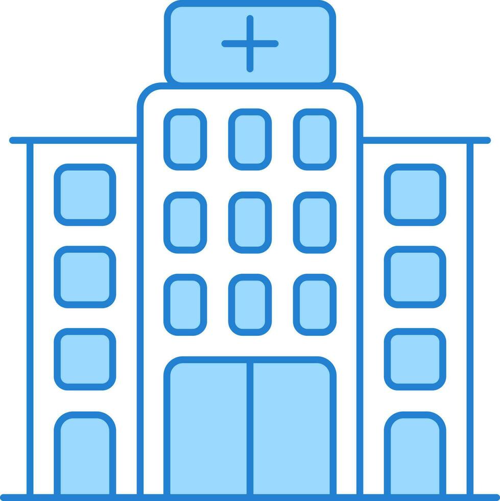 azul e branco hospital construção ícone. vetor