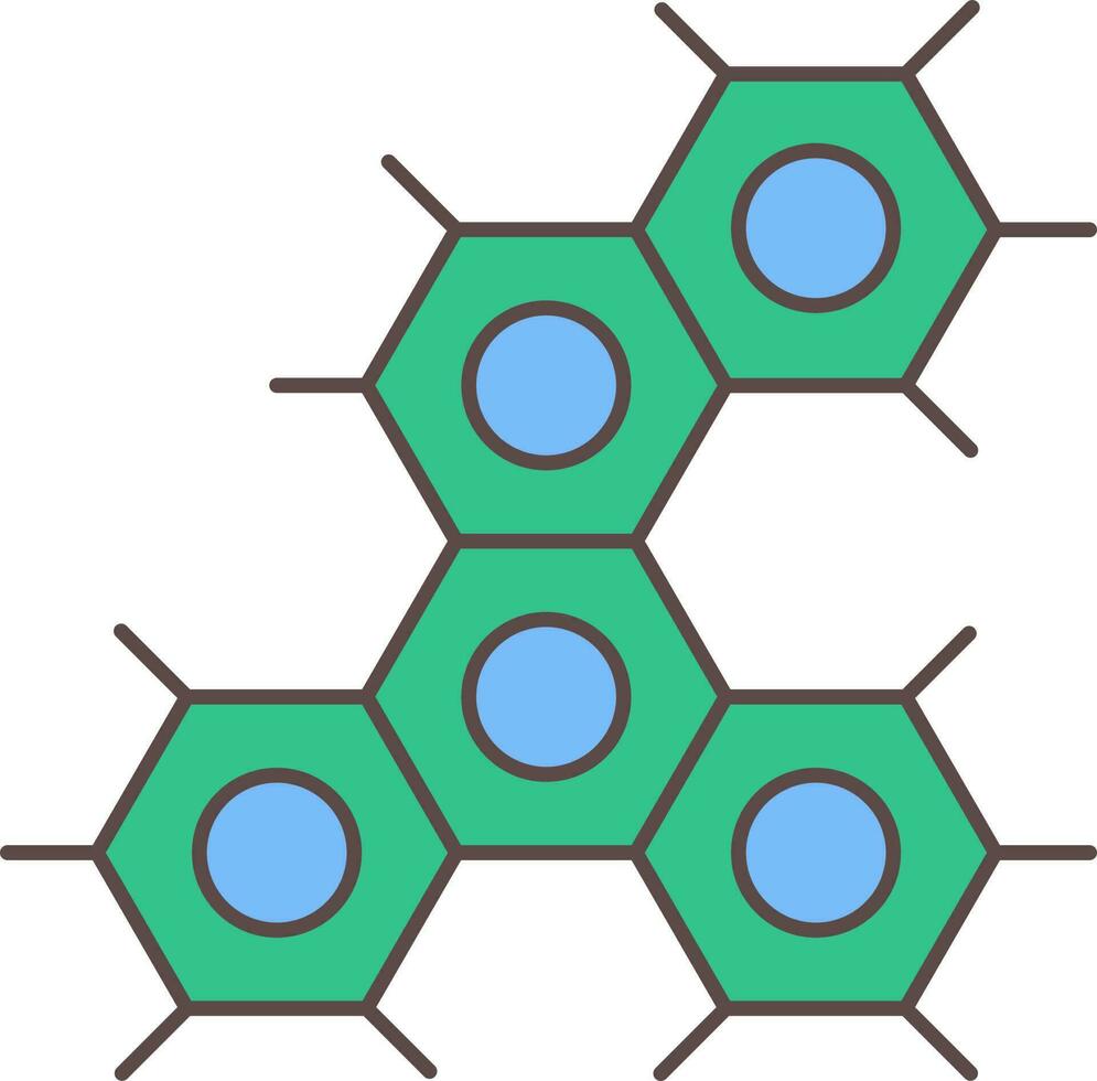 verde e azul molécula plano ícone ou símbolo. vetor