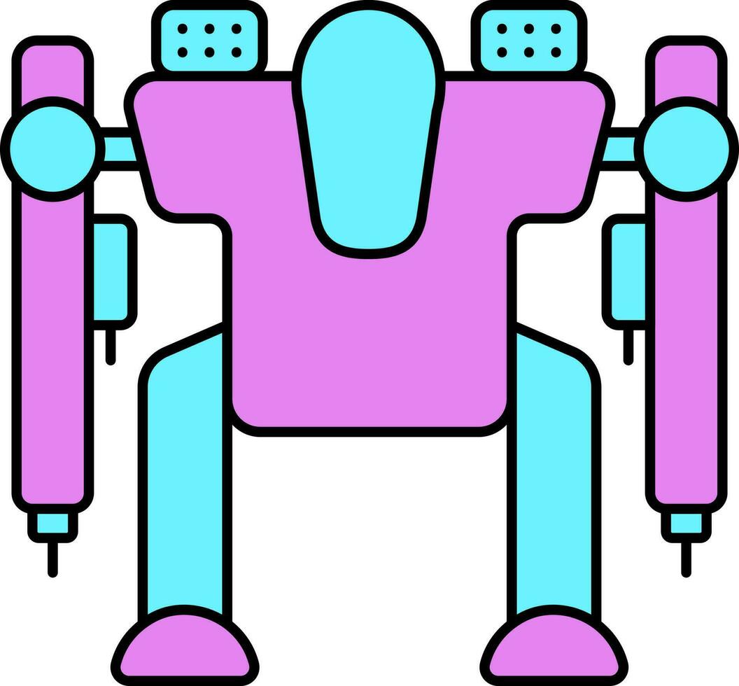 Rosa e azul ilustração do humanóide robô plano ícone. vetor