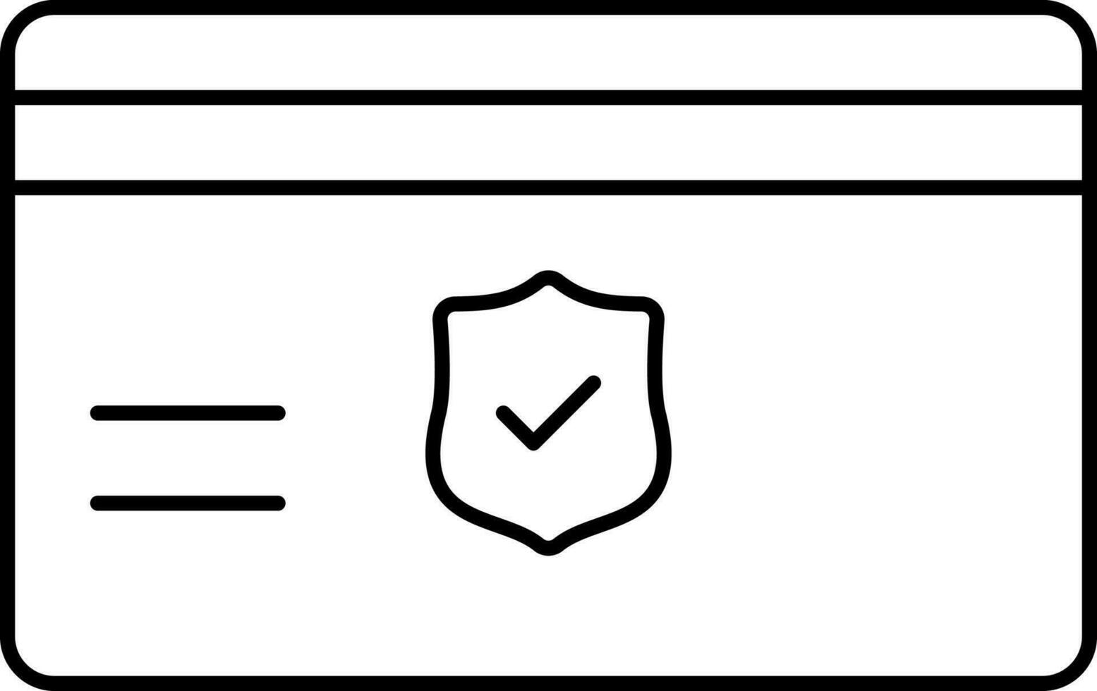 Verifica cartão segurança ícone dentro linha arte. vetor