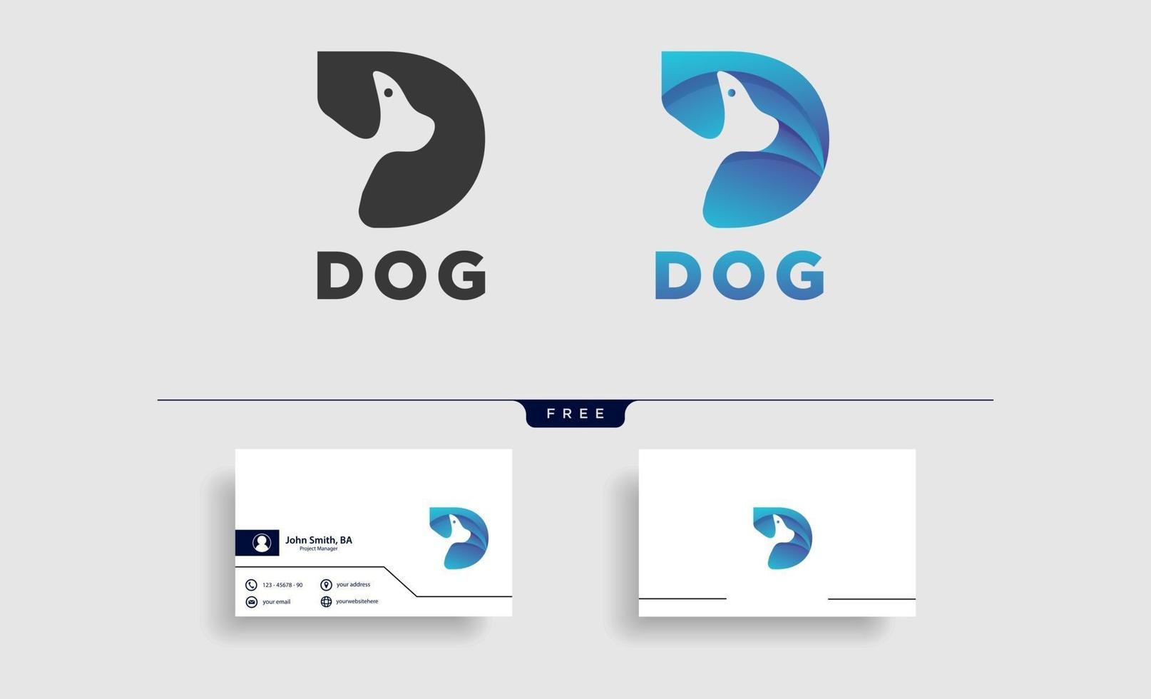 letra d cão animal de estimação linha arte estilo logotipo modelo vetor ícone elemento isolado