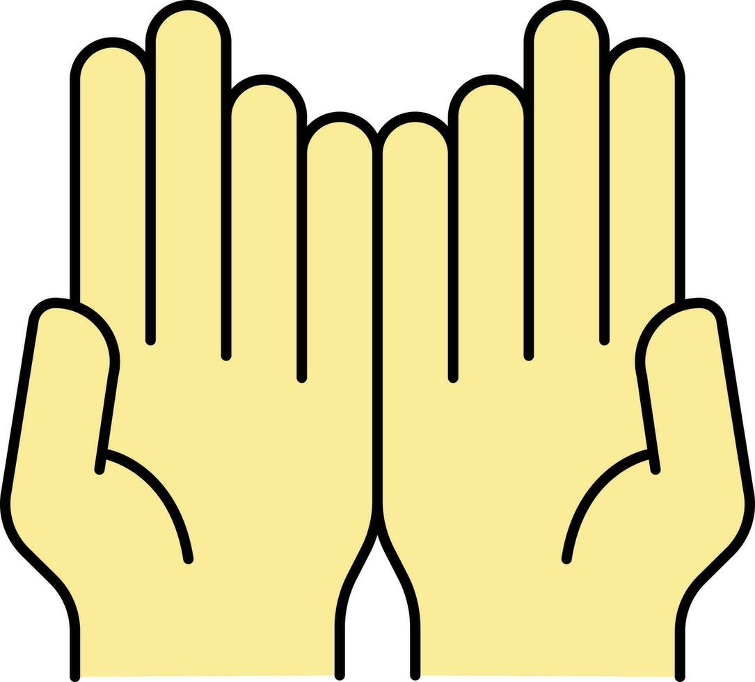 amarelo oração mão ícone ou símbolo. vetor