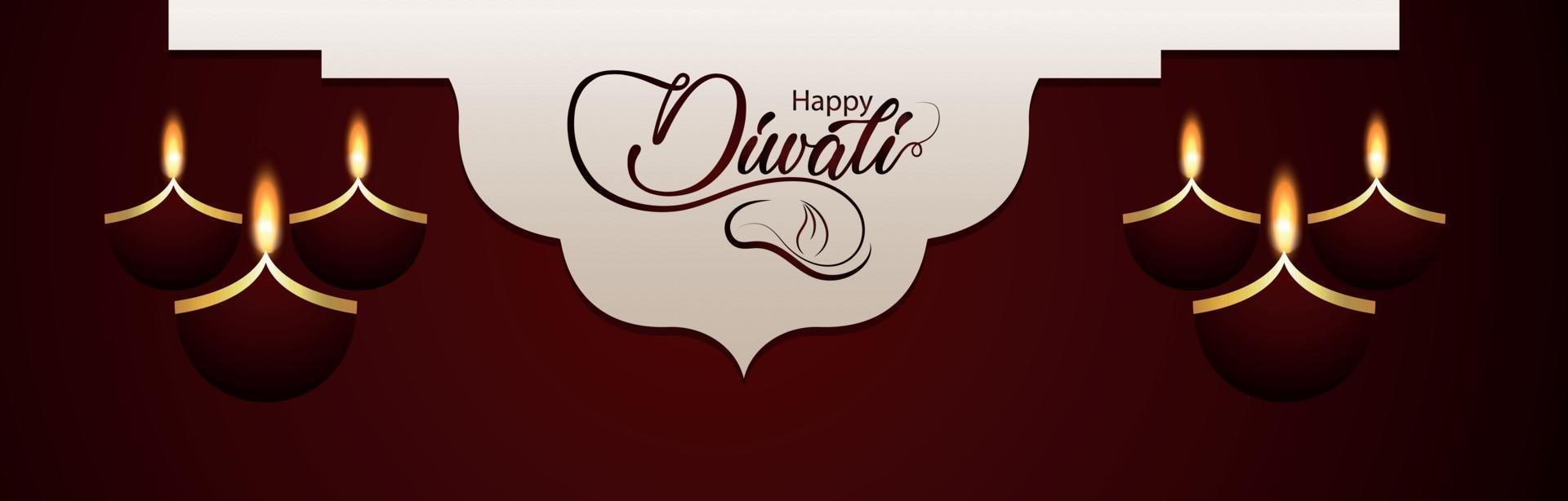 banner de celebração do festival indiano diwali feliz com diwali diya criativo vetor