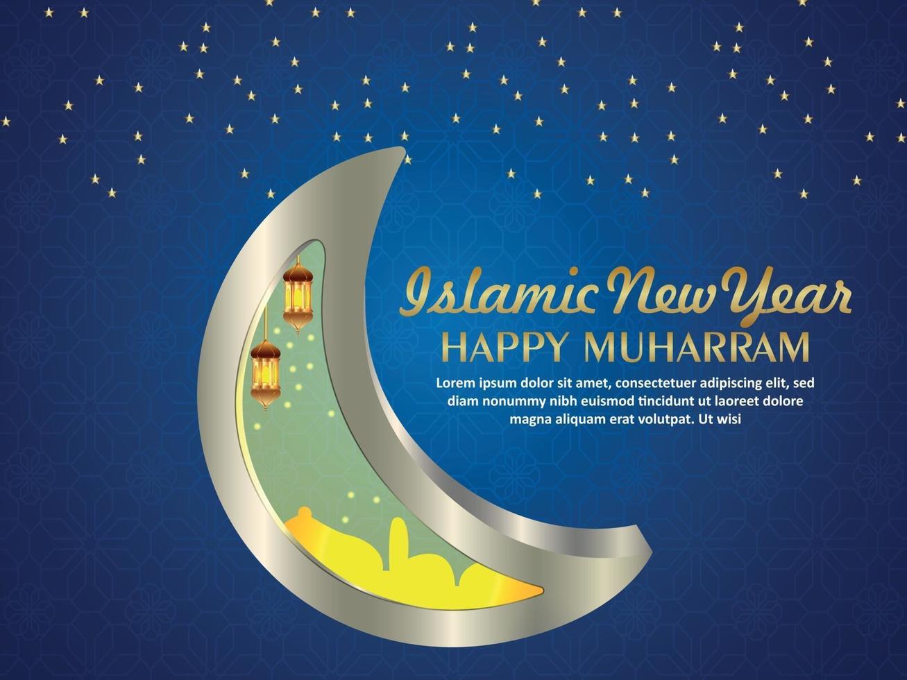cartão comemorativo feliz muharram islâmico de ano novo vetor