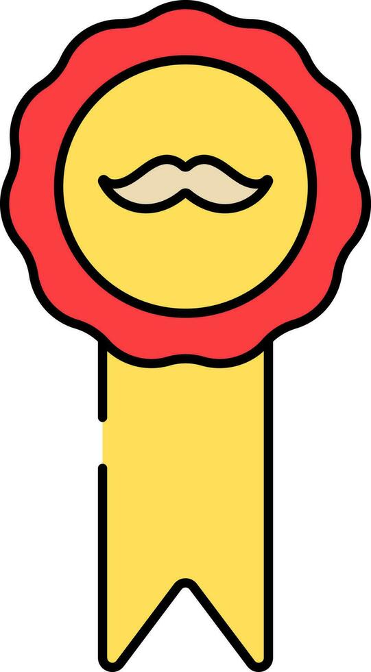 bigode símbolo crachá medalha vermelho e amarelo ícone. vetor