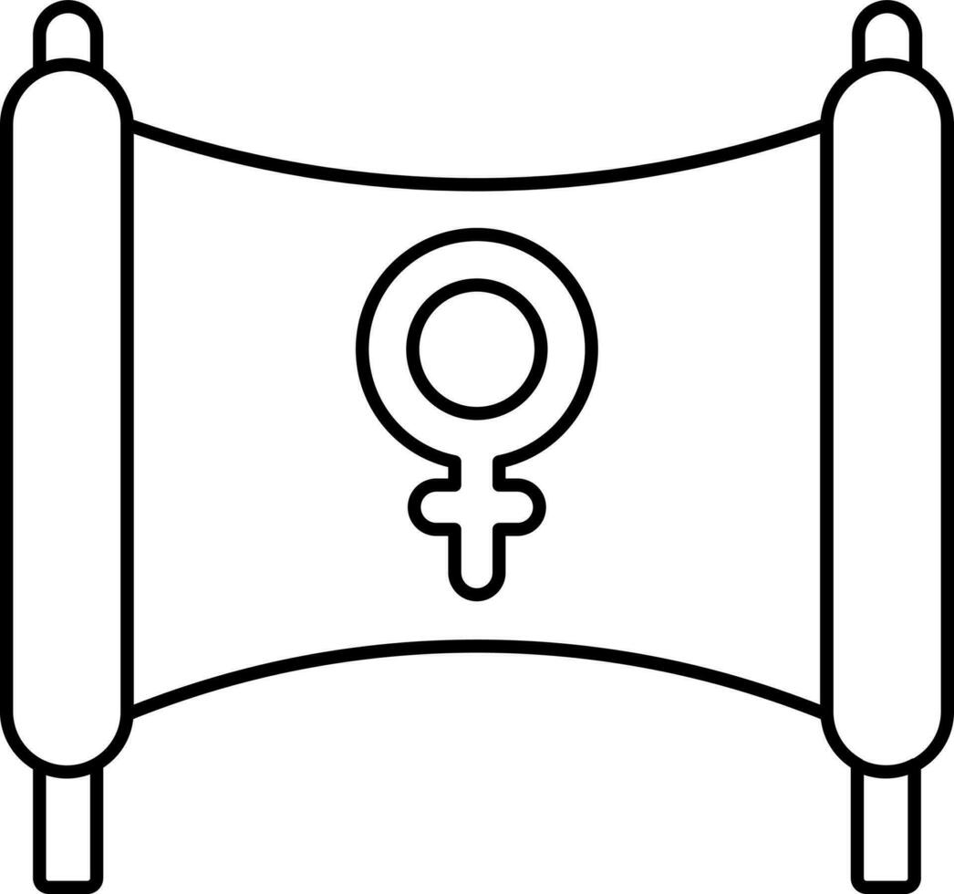 feminismo bandeira ícone dentro Preto linha arte. vetor