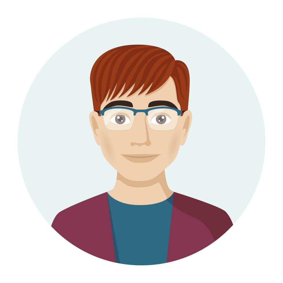 masculino avatar, retrato do uma homem com óculos. vetor ilustração do masculino personagem dentro moderno cor estilo