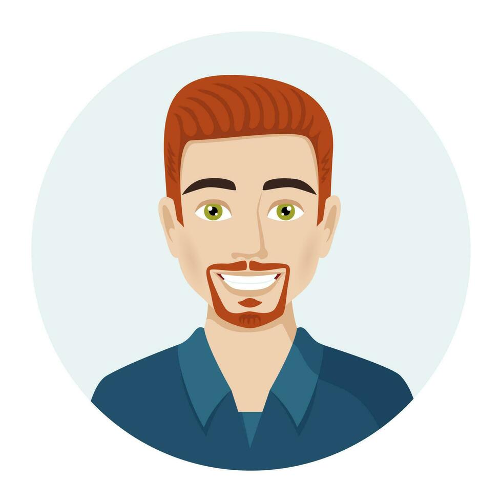 masculino avatar, retrato do uma moderno homem com uma barba. vetor ilustração do masculino personagem dentro moderno cor estilo