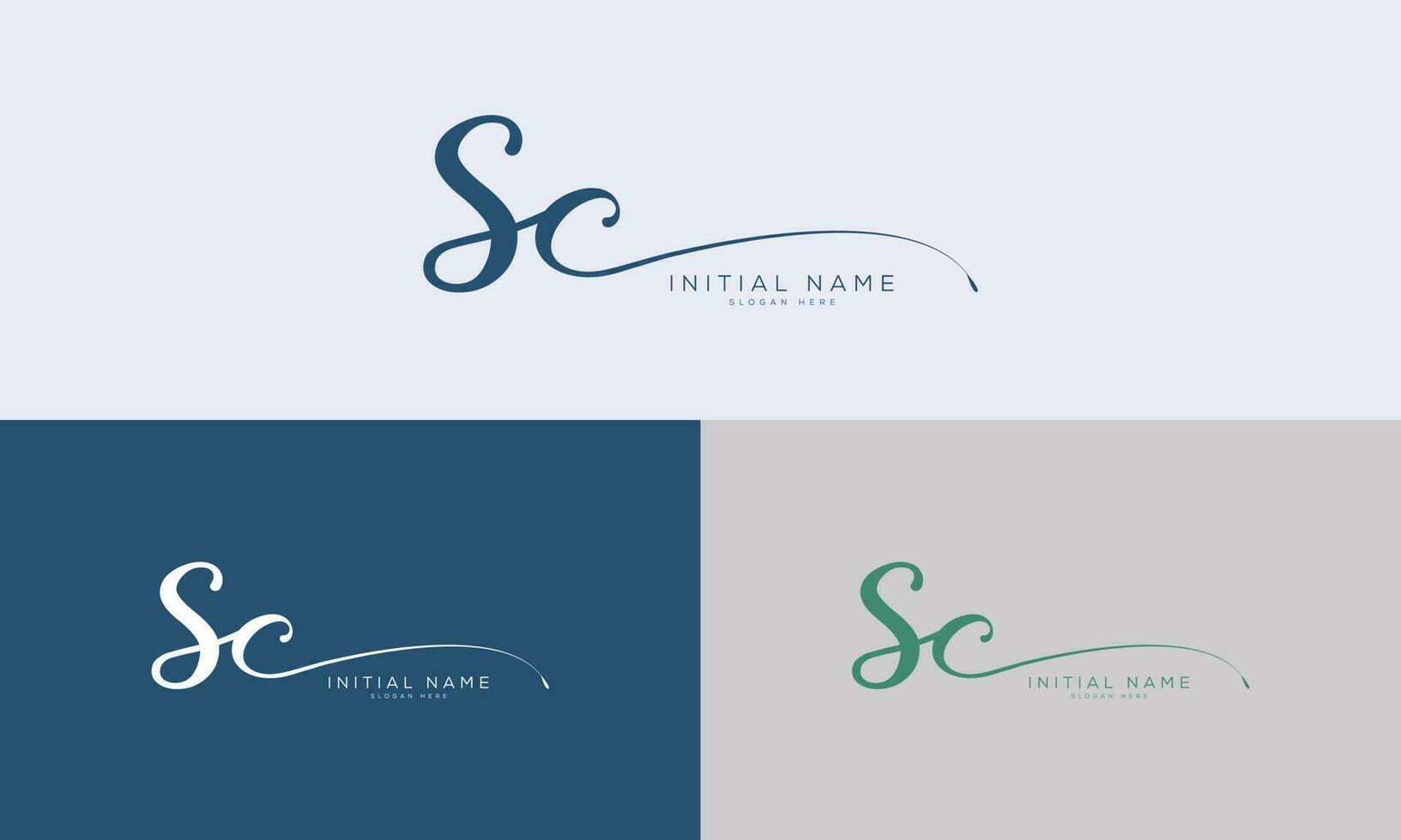 sc inicial caligrafia e assinatura logotipo Projeto com círculo. lindo Projeto escrito a mão logotipo para moda, equipe, casamento, luxo logotipo. vetor