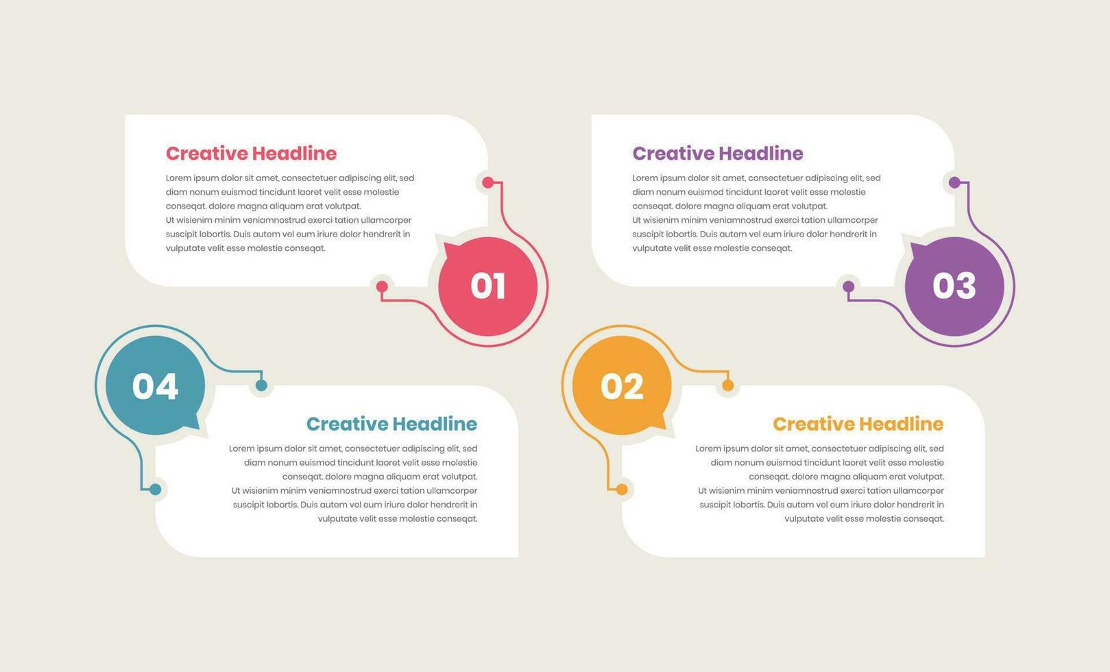 quatro passos texto apresentação o negócio infográfico modelo Projeto com número e abstrato forma vetor