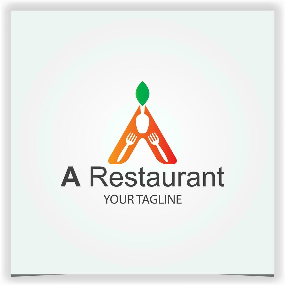 carta uma garfo e colher com folha forma logotipo ícone Projeto para restaurante logotipo modelo vetor