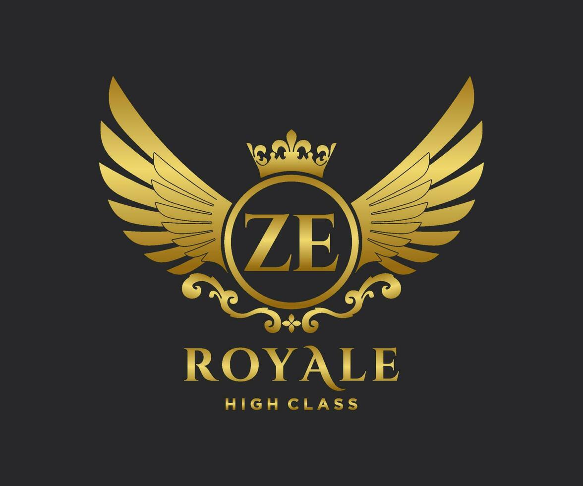 dourado carta Z e modelo logotipo luxo ouro carta com coroa. monograma alfabeto . lindo real iniciais carta. vetor