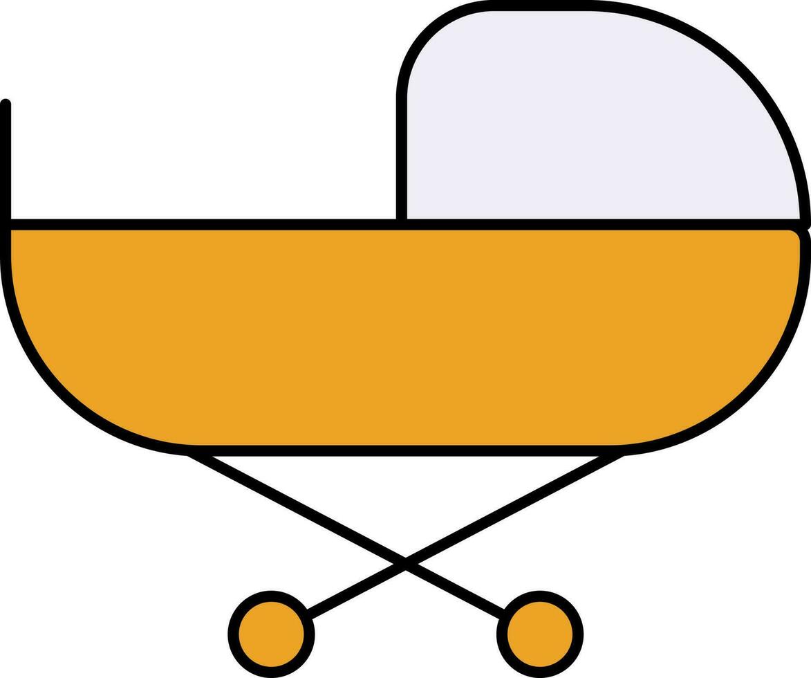 bebê carrinho de criança ícone dentro amarelo e branco cor. vetor